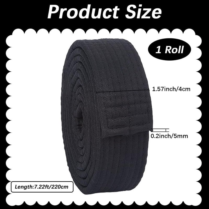 CREATCABIN Black Karate Jiu Jitsu Belt Polyester Martial Arts Belt Judo Jiu-Jitsu TKD Aikido Uniform Ranking Belt Long Soft Universal Fit Belts Taekwondo for Men Women Sports Training Equipment 7.22ft - Image 2